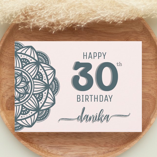 Elegant Teal and Pink Mandala Birthday Card (Creator Uploaded)