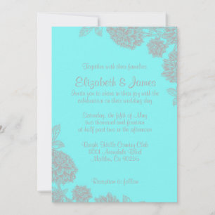 Elegant Teal And Silver Wedding Invitations
