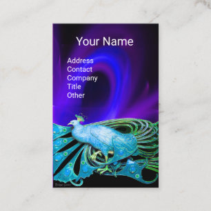 ELEGANT TEAL AQUA BLUE PEACOCK,PURPLE BLACK SWIRL BUSINESS CARD