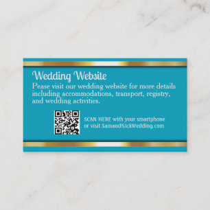 Elegant Teal Aqua & Gold Wedding Information Enclosure Card
