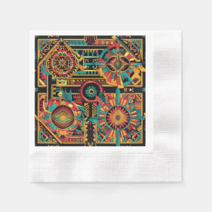 Elegant Teal "Aztec Dream" Festive Cocktail Napkin