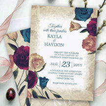 Elegant Teal, Beige Burgundy Rose Bouquets Wedding