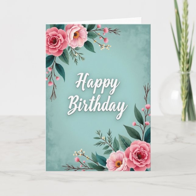 Elegant Teal Birthday Card (Front)