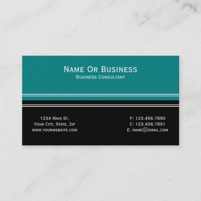 Elegant Teal Black Colour Block - For Professional Business Card (Front)
