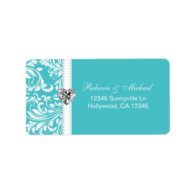 Elegant Teal Blue Address Labels (Front)