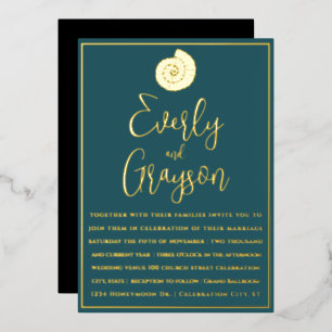 Elegant Teal Blue and Gold Beach Wedding     