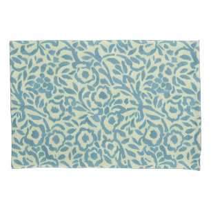 Elegant Teal Blue and Green Floral Abstract Pillowcase