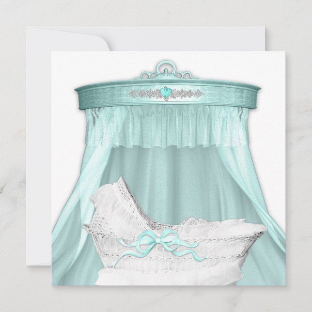 Elegant Teal Blue Baby Shower Invitation (Front)