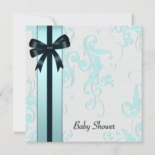 Elegant Teal Blue Baby Shower Invitation (Front)