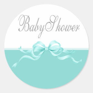 Elegant Teal Blue Baby Shower Stickers