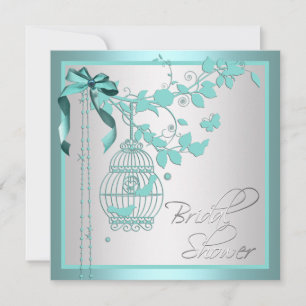 Elegant Teal Blue Birdcage Bridal Shower Invitation