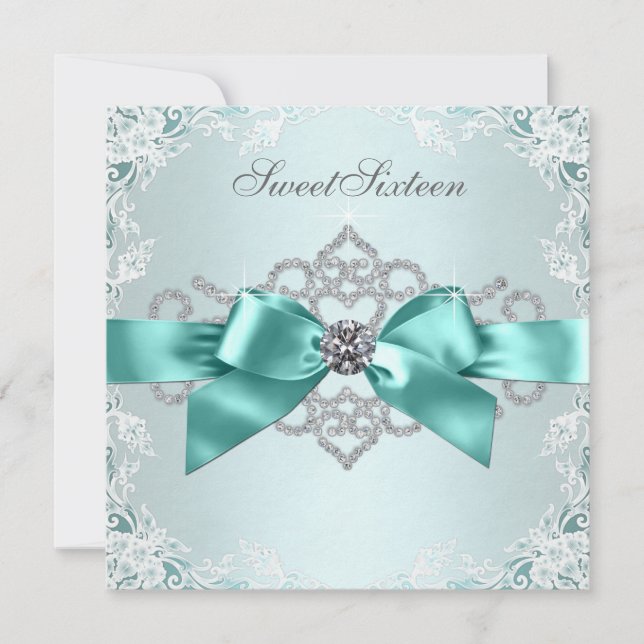 Elegant Teal Blue Birthday Party Invitation (Front)