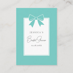 Elegant Teal Blue Bow Bridal Shower Registry Enclosure Card