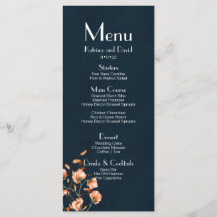 Elegant Teal Blue Burnt Orange Floral Menu