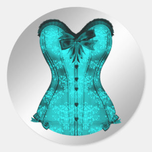 Elegant Teal Blue Corset Stickers