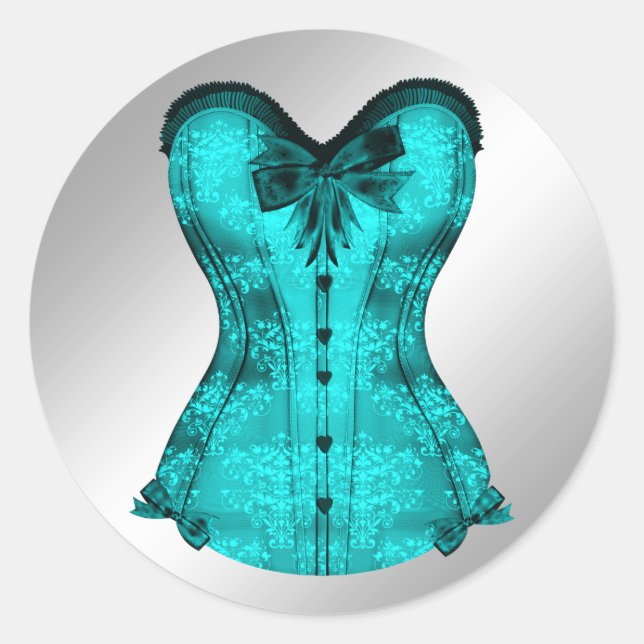 Elegant Teal Blue Corset Stickers (Front)