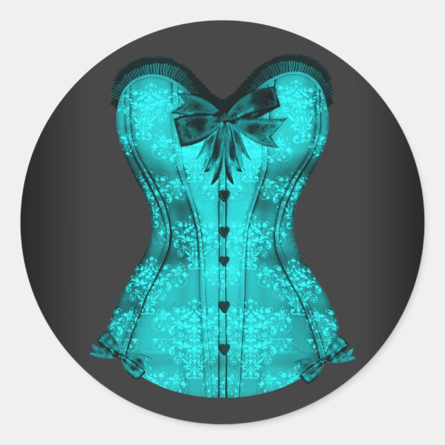 Elegant Teal Blue Corset Stickers (Front)