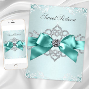 Elegant Teal Blue Diamond Any Occasion Invitation