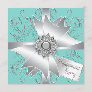Elegant Teal Blue Engagement Party Invitation