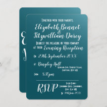 Elegant Teal Blue Evening Invitation