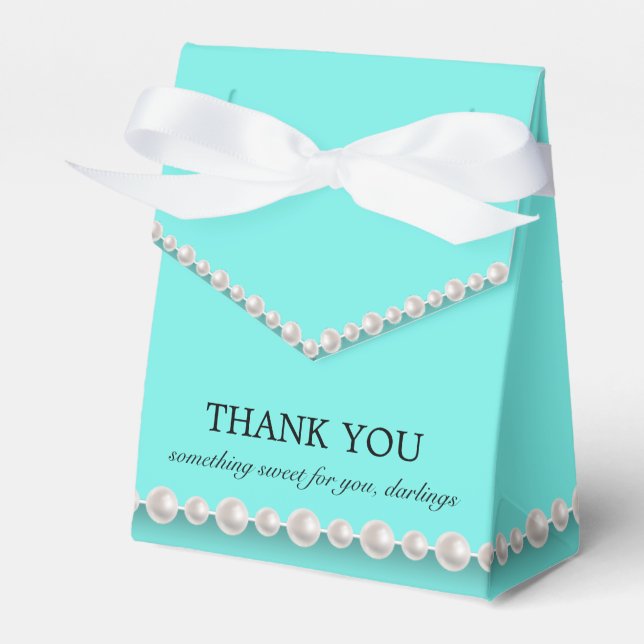 Elegant Teal Blue Glam Tiffany Theme Baby Shower Favour Box (Front Side)