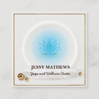ELEGANT TEAL BLUE LOTUS MEDITATION YOGA SQUARE BUSINESS CARD