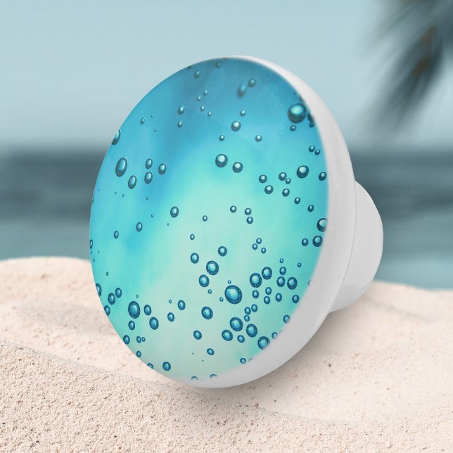 Elegant Teal Blue Ocean Sea Glass Design Ceramic Knob (Creator Uploaded)