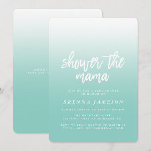Elegant Teal Blue Ombre Baby Shower Invitation