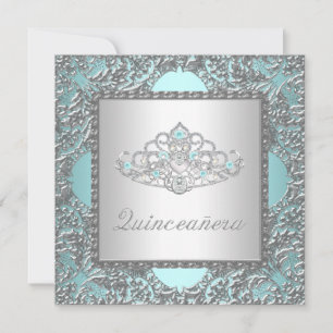 Elegant Teal Blue Quinceanera Invitation