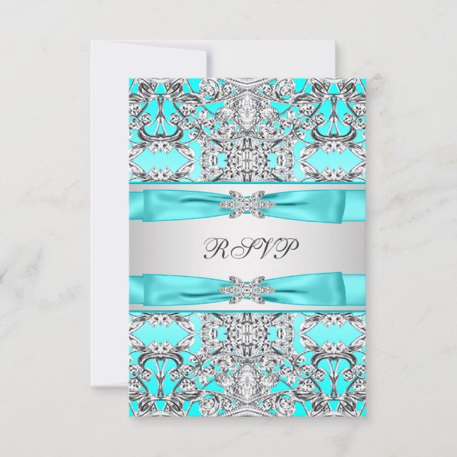 Elegant Teal Blue RSVP Card (Front)