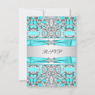 Elegant Teal Blue RSVP Card