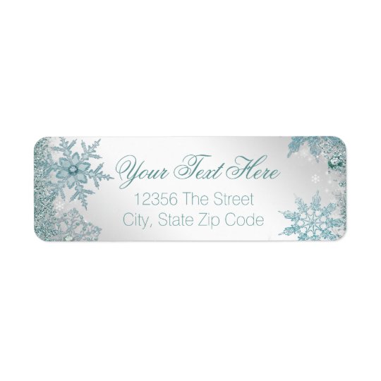 Elegant Teal Blue Snowflake Return Address Label