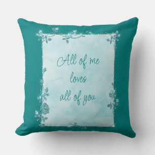 Elegant Teal Blue Sparkle Frame Valentine  Cushion