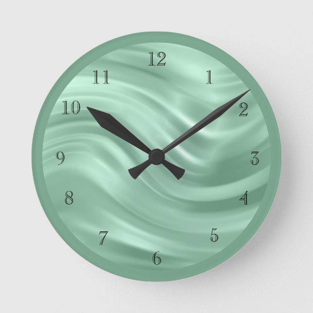 Elegant Teal Blue Swirl Design Decorative Round Clock (Front)