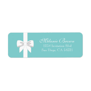 Elegant Teal Blue White Ribbon