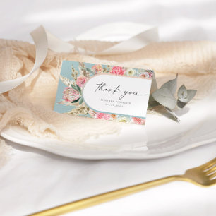 Elegant Teal Bohemian Floral Thank You Card