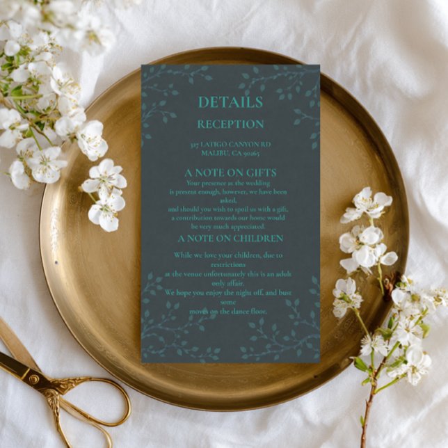 Elegant Teal Botanical Enclosure Card (Creator Uploaded)