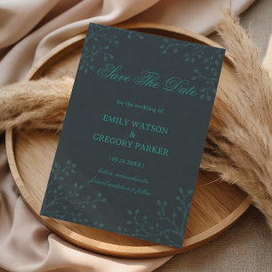 Elegant Teal Botanical Save The Date