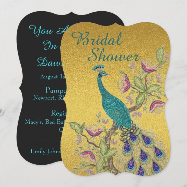 Elegant Teal BRIDAL SHOWER INVITATION (Front/Back)