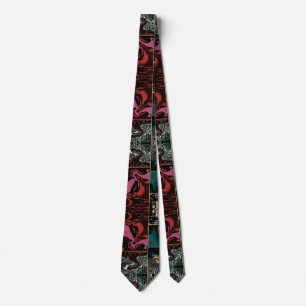 Elegant Teal Burgundy Gold Marble Liquid Abstract Tie