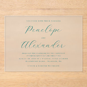 Elegant Teal Calligraphy Acrylic Invitations