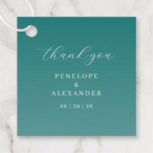 Elegant Teal Calligraphy Favour Tags