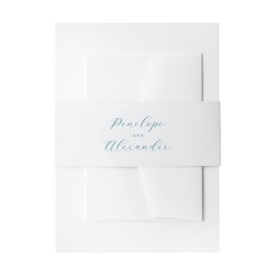 Elegant Teal Calligraphy Invitation Belly Band