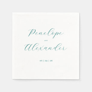 Elegant Teal Calligraphy Napkin