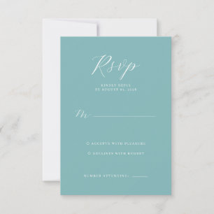 Elegant Teal Calligraphy RSVP Card
