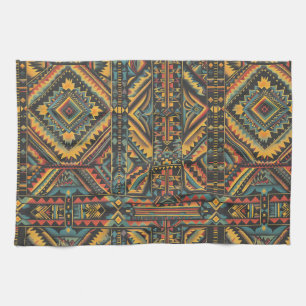 Elegant Teal "Centuries-Old Geometric Elegance" Wo Tea Towel