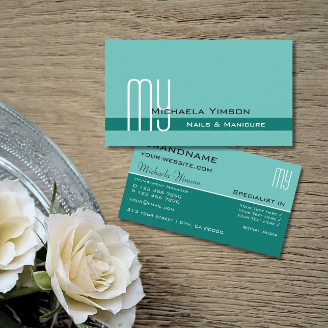 Elegant Teal Classic with Initials Professional Business Card (Creator Uploaded)