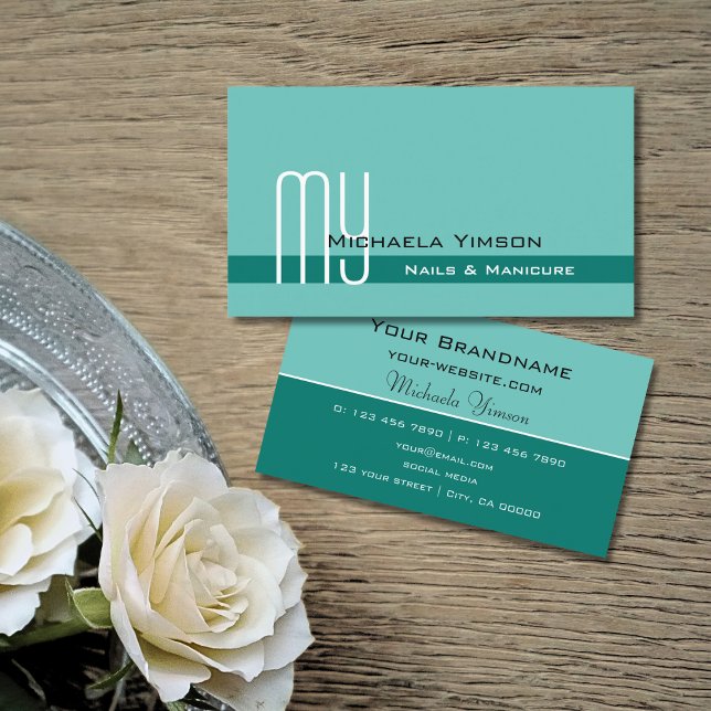 Elegant Teal Classic with Monogram Professional Business Card (Creator Uploaded)