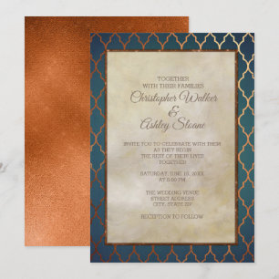Elegant Teal Copper Wedding Invite