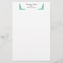 Elegant Teal Corner Border Professional Stationery